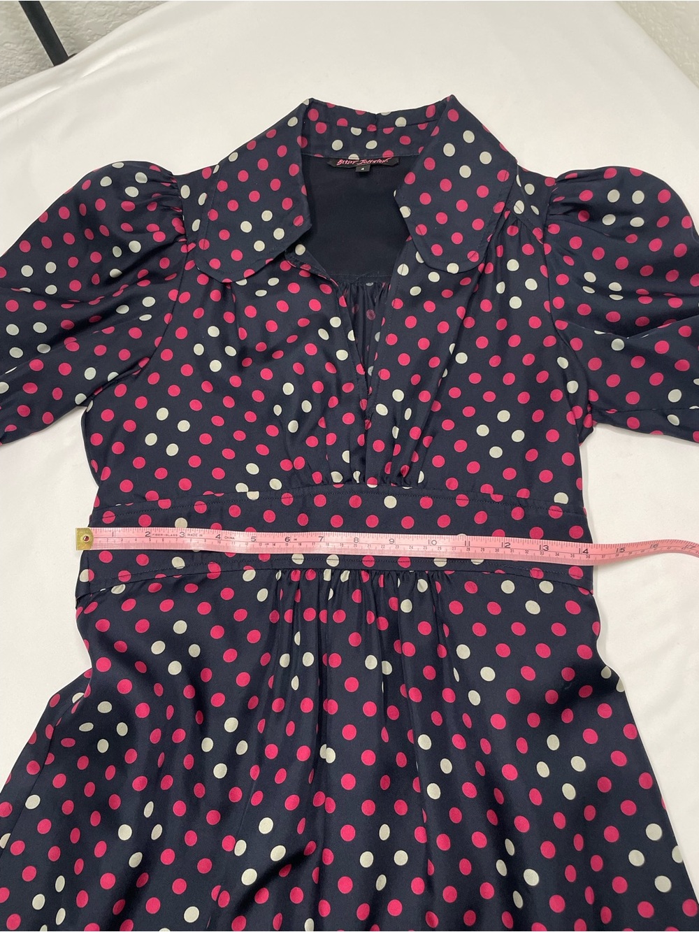 Betsey Johnson 100% Silk Polka Dot Dress Size 4 - Picture 8 of 9